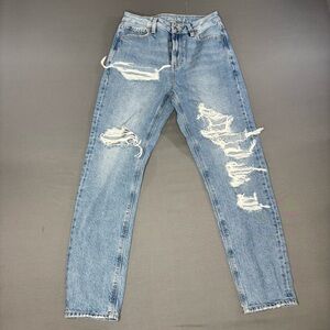 American Eagle Jeans Womens 2 Regular Outfitters Stretch Distressed Ripped Blue